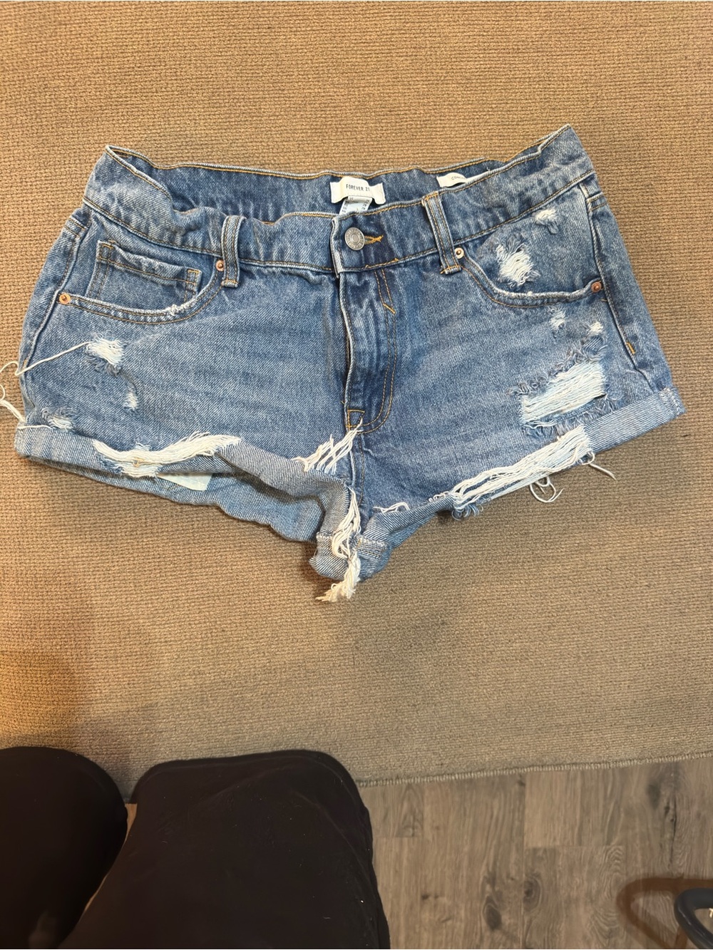 Forever 21 Light Blue Distressed Denim Shorts